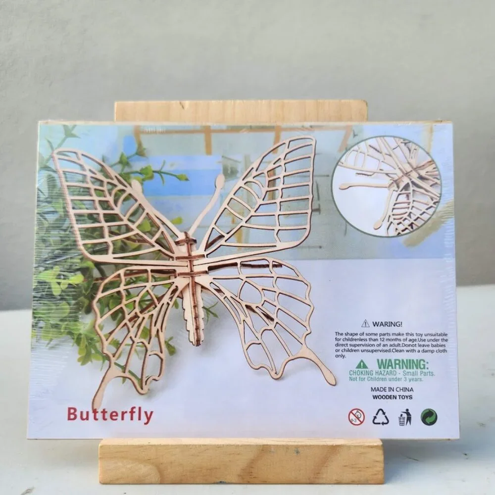 NEW 3D Wooden Butterfly Puzzle Insect Animal Model Kit STEM Crafts DIY Brain Tea